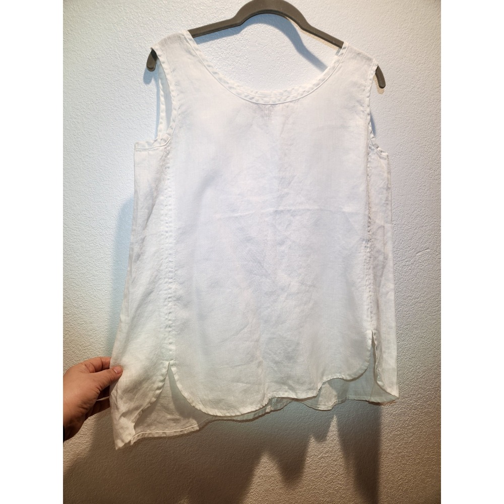 NWOT FLAX White Linen Sleeveless Tank Top Size‎ S Made in Lithuania Minimalist